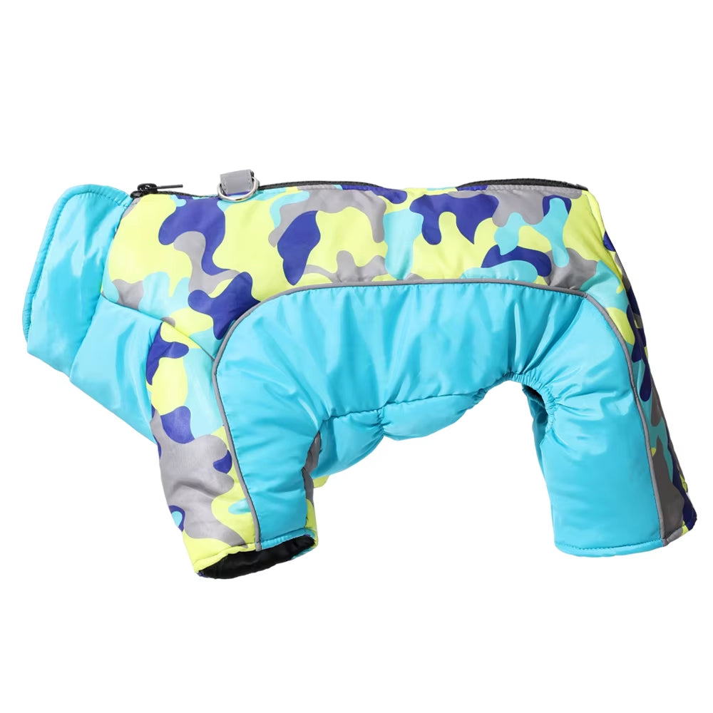 Warm Pet Clothes with D-Ring Reflective Dog Jumpsuit for Small Medium Dogs Camouflage Puppy Coat For...