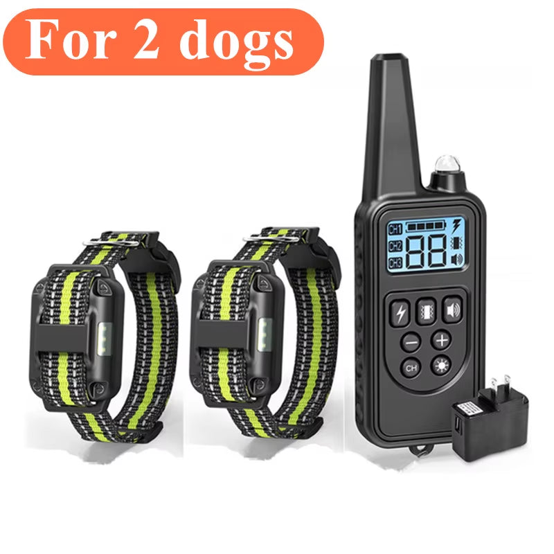 800M Dog Training Collar Remote Electronic Shock Training Collars Rechargeable Waterproof Stop Barki...