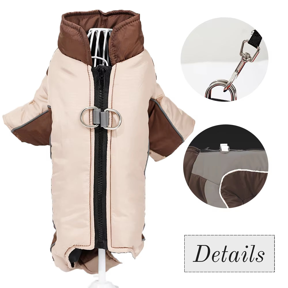 Warm Pet Clothes with D-Ring Reflective Dog Jumpsuit for Small Medium Dogs Camouflage Puppy Coat For...