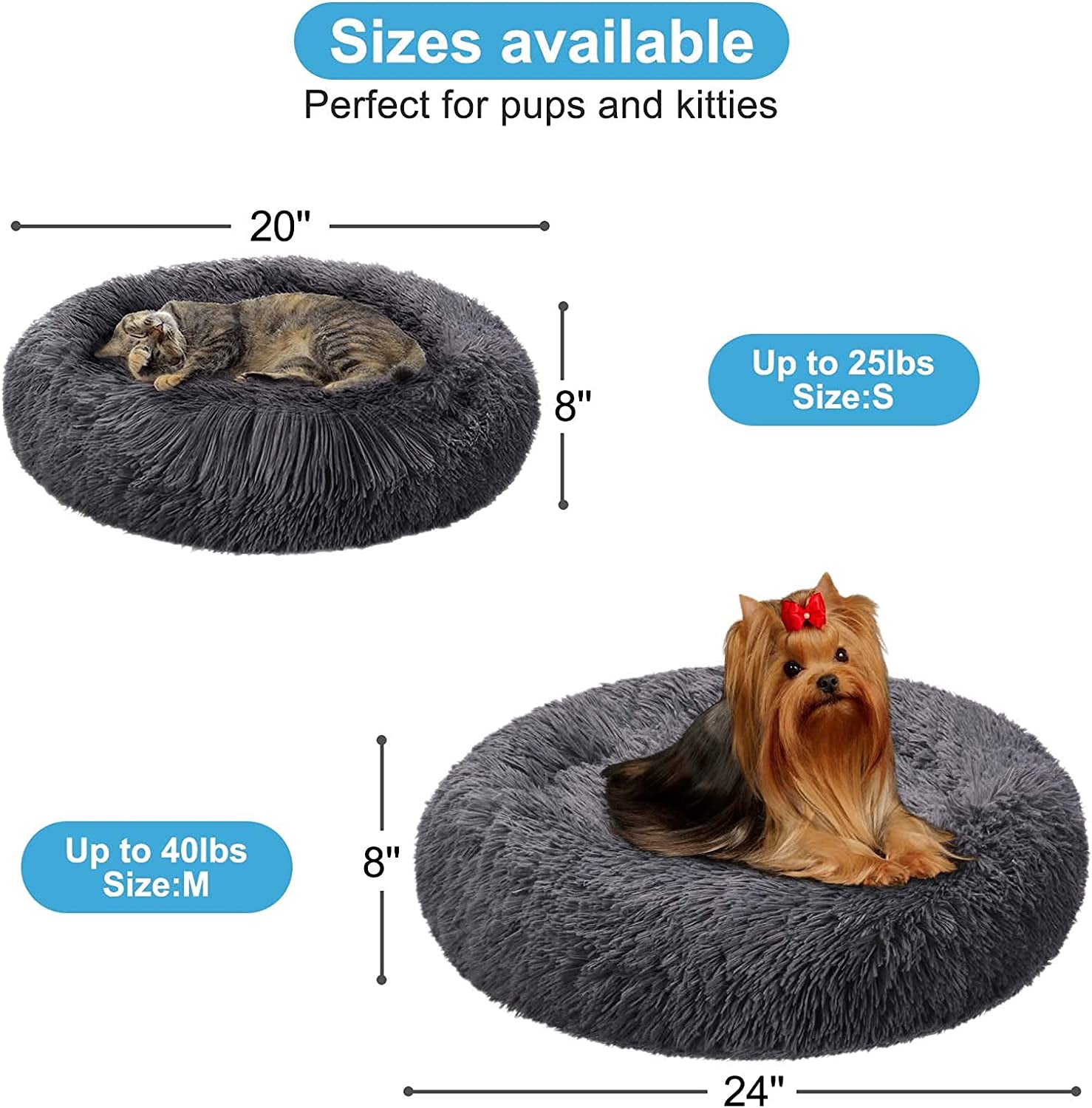 Dog Bed, Dog Beds for Medium Dogs, Small Outdoor Dog Beds, Washable Dog Bed and Cat Bed, Faux Fur Pet Bed, Anti-Slip Dog Bed Cat Bed (Large 28’’X28’’)