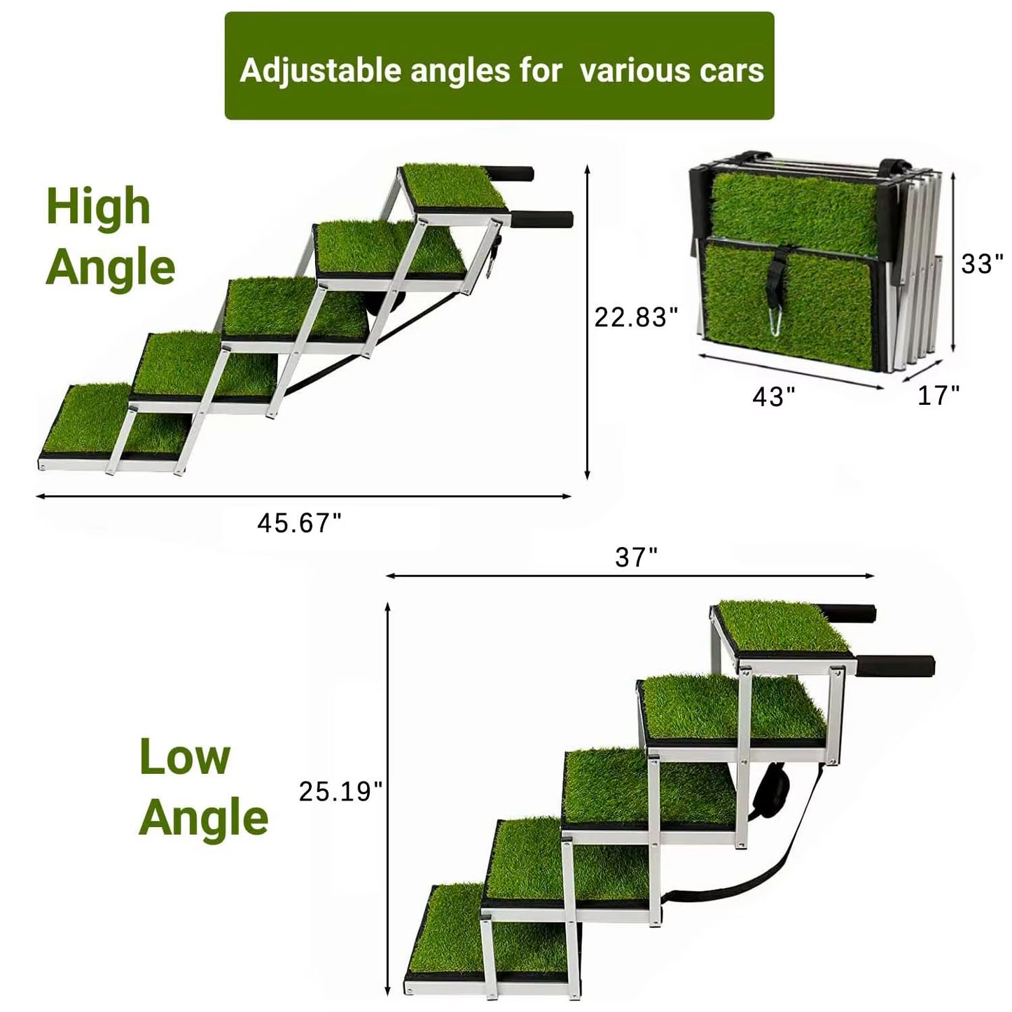 pet Upgraded High Load-Bearing Folding Stairs Dog Aluminium Nonslip Car Pet Ladder for Small Dogs