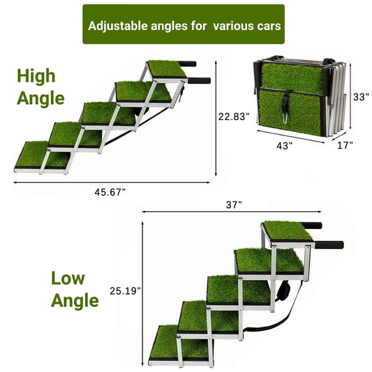 pet Upgraded High Load-Bearing Folding Stairs Dog Aluminium Nonslip Car Pet Ladder for Small Dogs