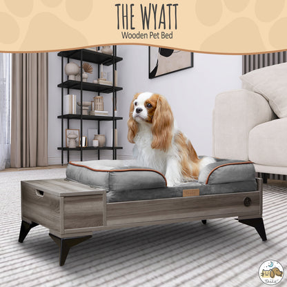 Elevate Your Pet's Comfort with the Wyatt Wooden Elevated Pet Bed & Mattress - Stylish, Functional, and Greenguard Gold Certified!