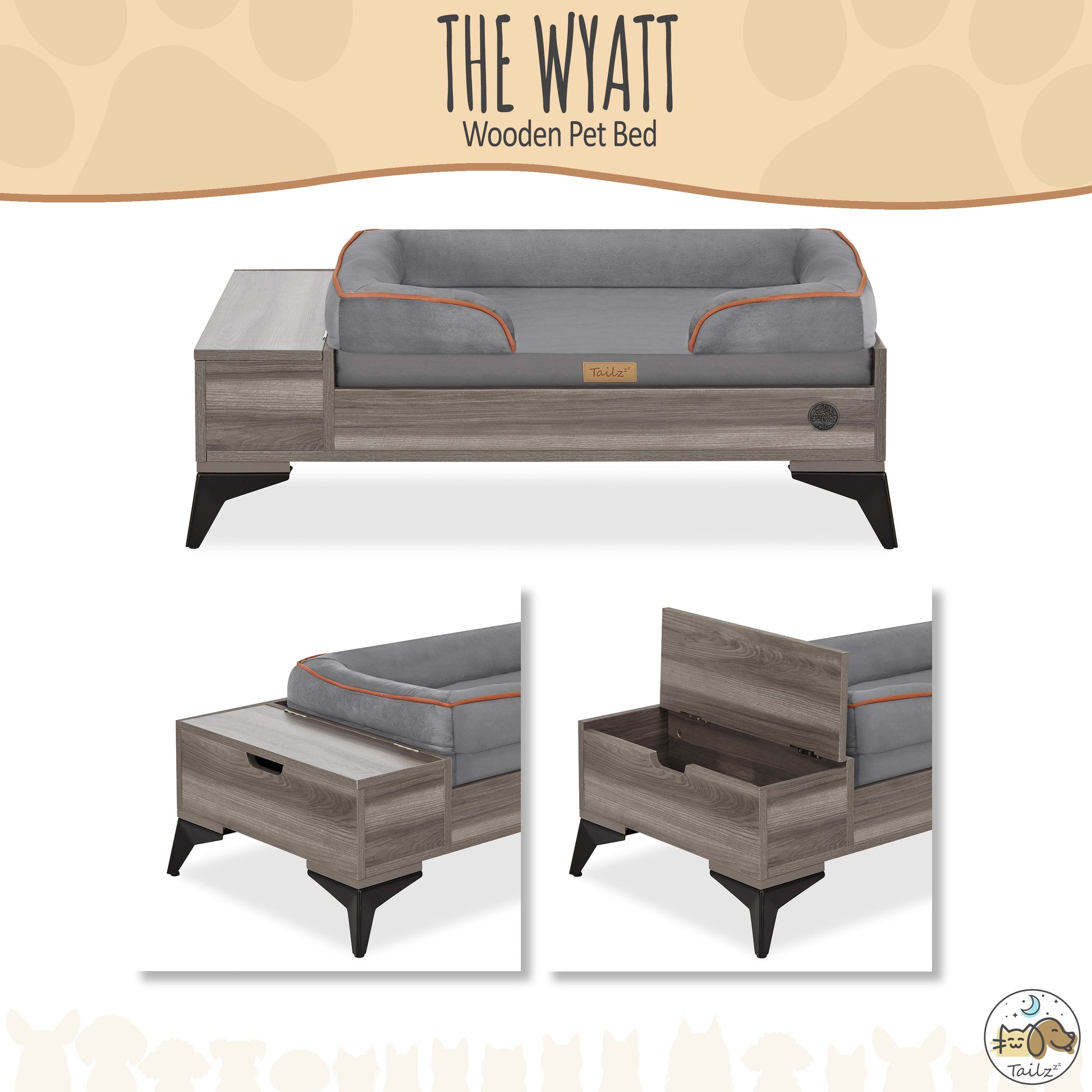 Elevate Your Pet's Comfort with the Wyatt Wooden Elevated Pet Bed & Mattress - Stylish, Functional, and Greenguard Gold Certified!