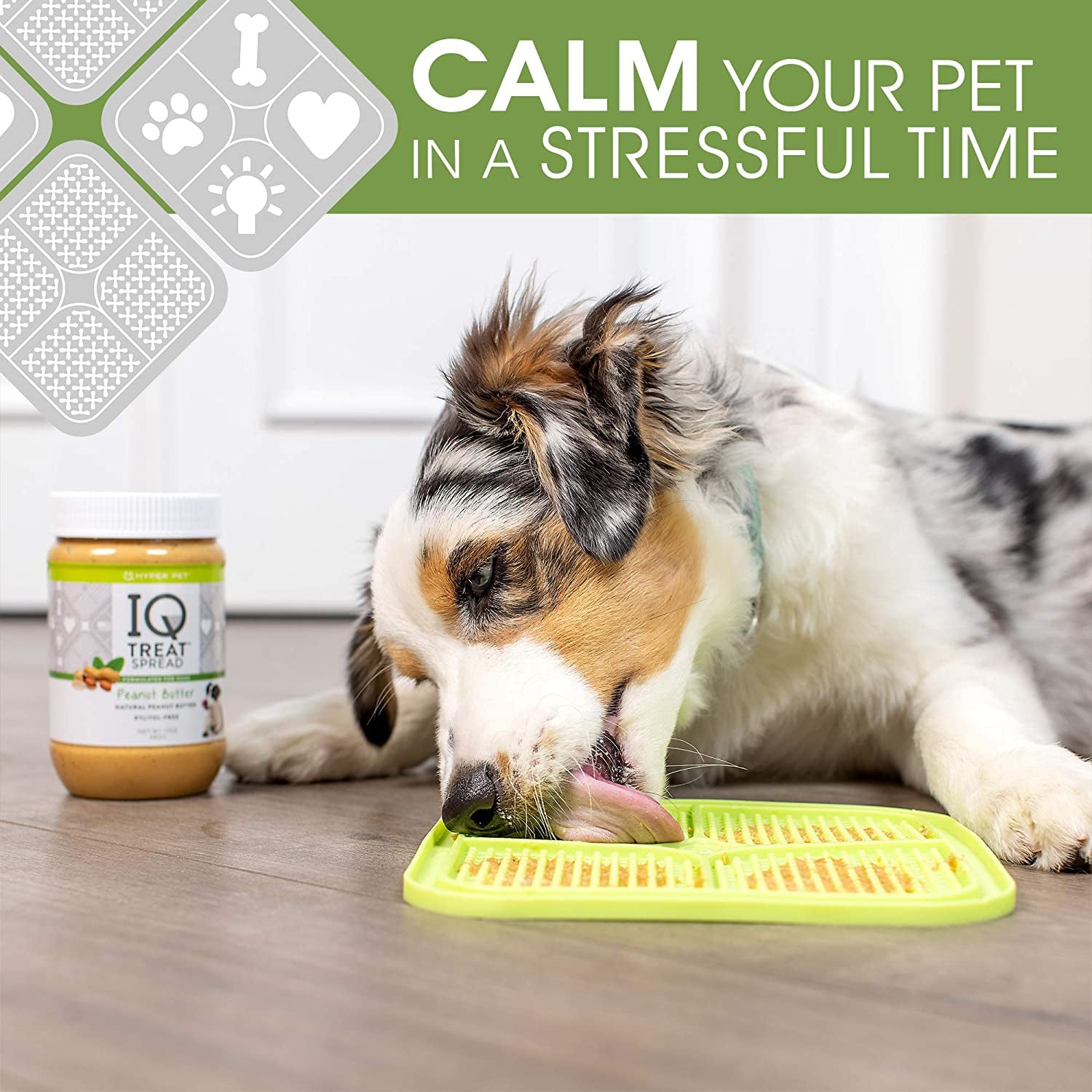 IQ Treat Spread Dog Peanut Butter & IQ Treat Mat Dog Lick Mat (100% Natural-Xylitol Free Peanut Butter for Dogs & IQ Treat Mat Dog Lick Mat for Dogs) Dog Treats, Dog Snacks & Dog Licking Mat