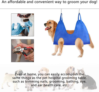 Pet Grooming Hammock Harness for Cats & Dogs, Pet Supplies Kit, Pet Stuff Helper with Nail Clippers/Trimmer, Nail File for Bathing, Pet Comb (Grey, Small Dog)