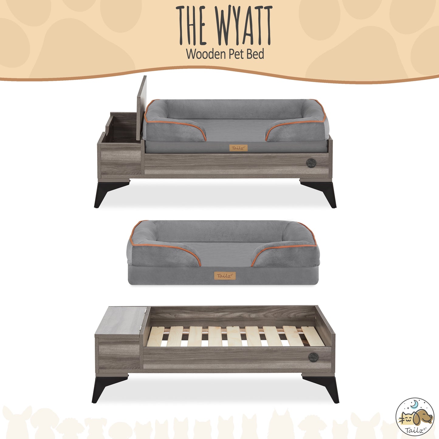 Elevate Your Pet's Comfort with the Wyatt Wooden Elevated Pet Bed & Mattress - Stylish, Functional, and Greenguard Gold Certified!