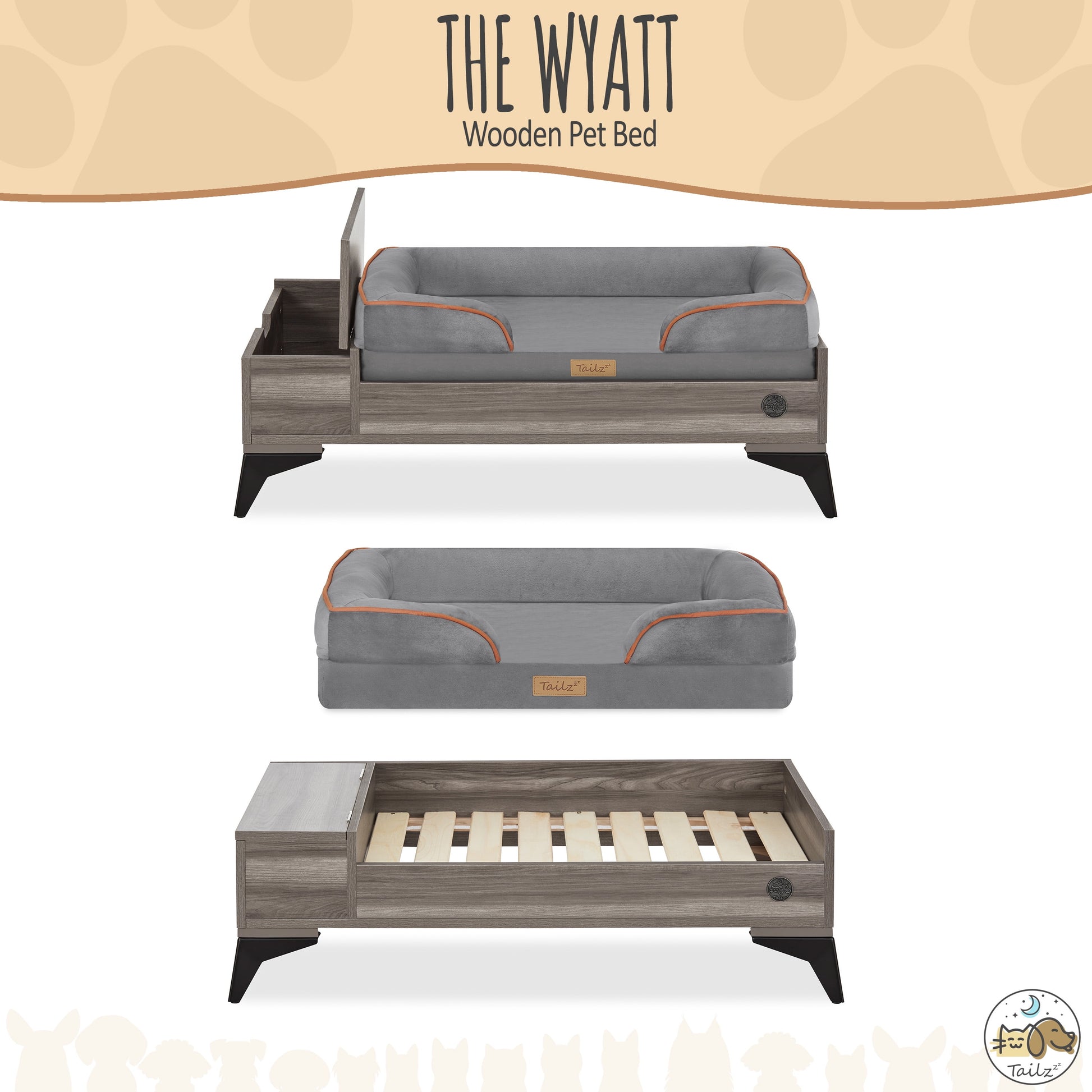 Elevate Your Pet's Comfort with the Wyatt Wooden Elevated Pet Bed & Mattress - Stylish, Functional, and Greenguard Gold Certified!