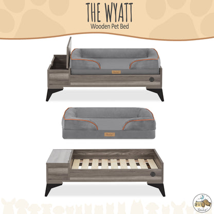 Elevate Your Pet's Comfort with the Wyatt Wooden Elevated Pet Bed & Mattress - Stylish, Functional, and Greenguard Gold Certified!