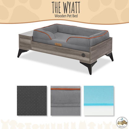 Elevate Your Pet's Comfort with the Wyatt Wooden Elevated Pet Bed & Mattress - Stylish, Functional, and Greenguard Gold Certified!