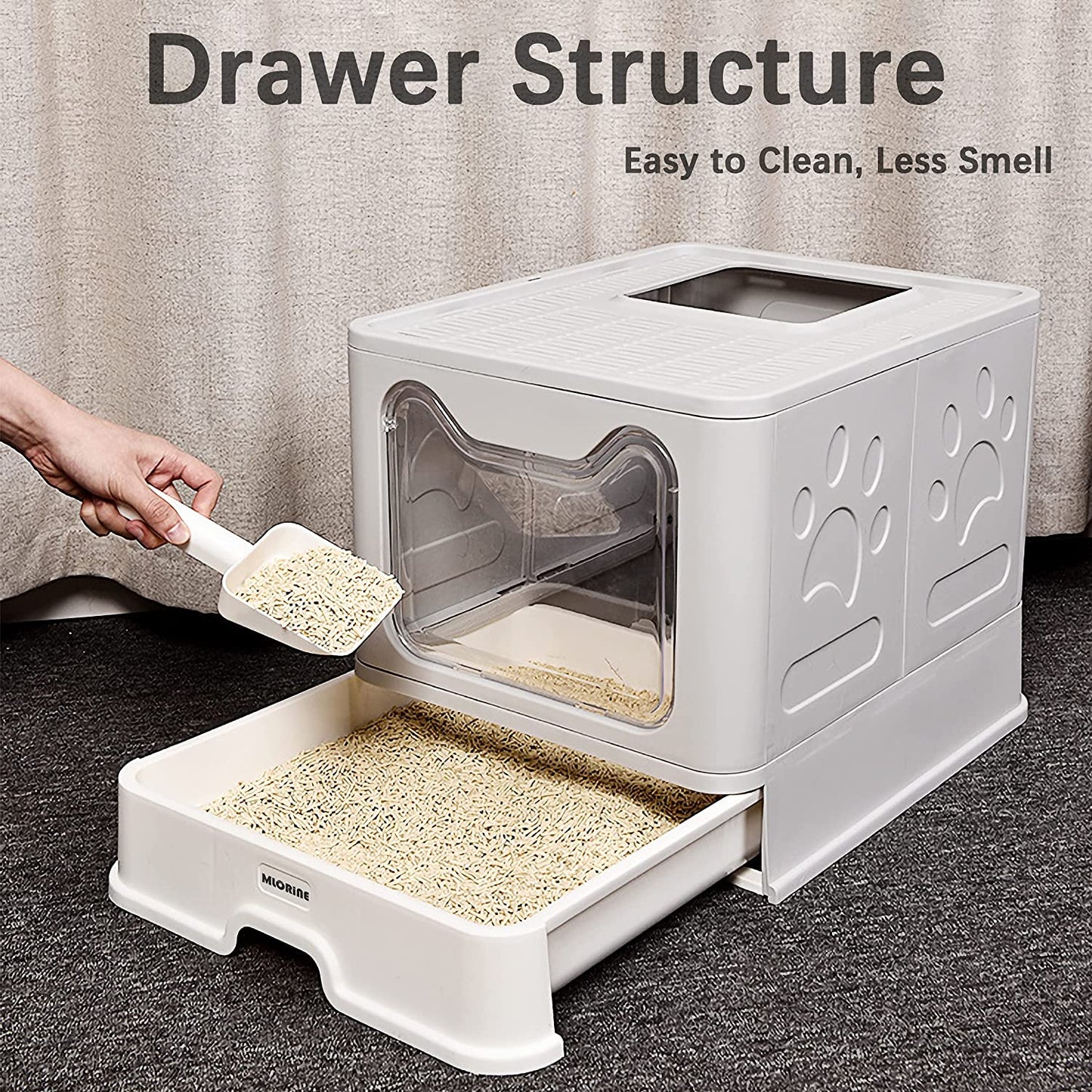 Discover the Ultimate Foldable Portable Extra Large Covered Cat Litter Box - Stylish Gray Design with Top Entry and Anti-Splash Features for Easy Cleaning!