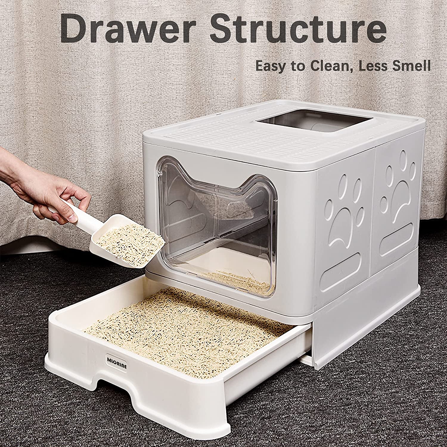 Discover the Ultimate Foldable Portable Extra Large Covered Cat Litter Box - Stylish Gray Design with Top Entry and Anti-Splash Features for Easy Cleaning!