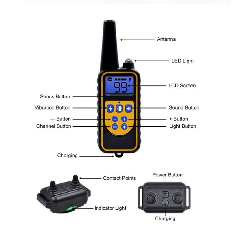 500M 800M 1000M Dog Training Collar Remote Control Shock Vibration Sound anti Bark Dog Collar Electr...