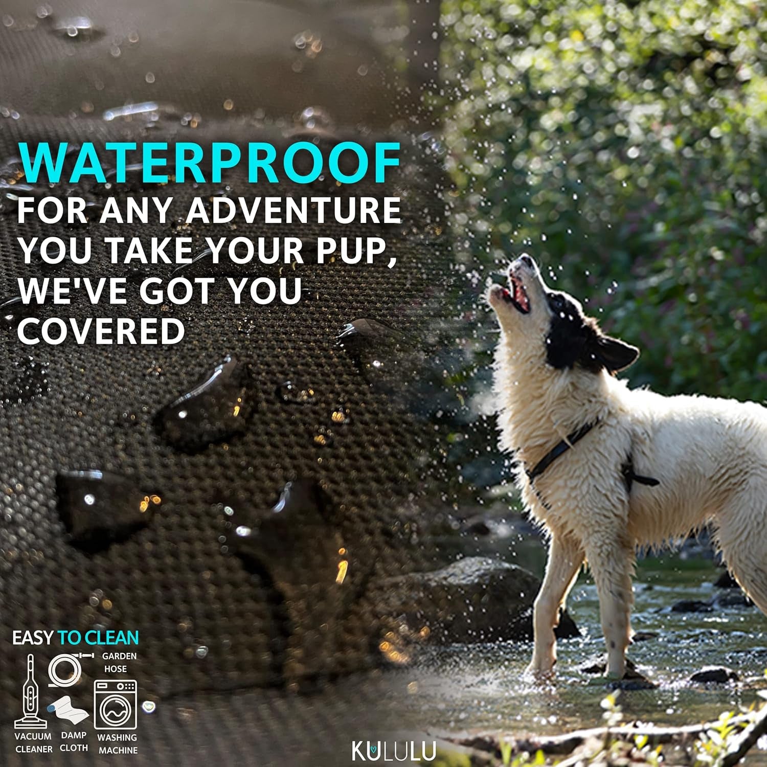 Dog Car Seat Cover - 100% Waterproof Hammock with Mesh Window, Scratchproof, Durable (Black, Standard (54" W X 58" L))