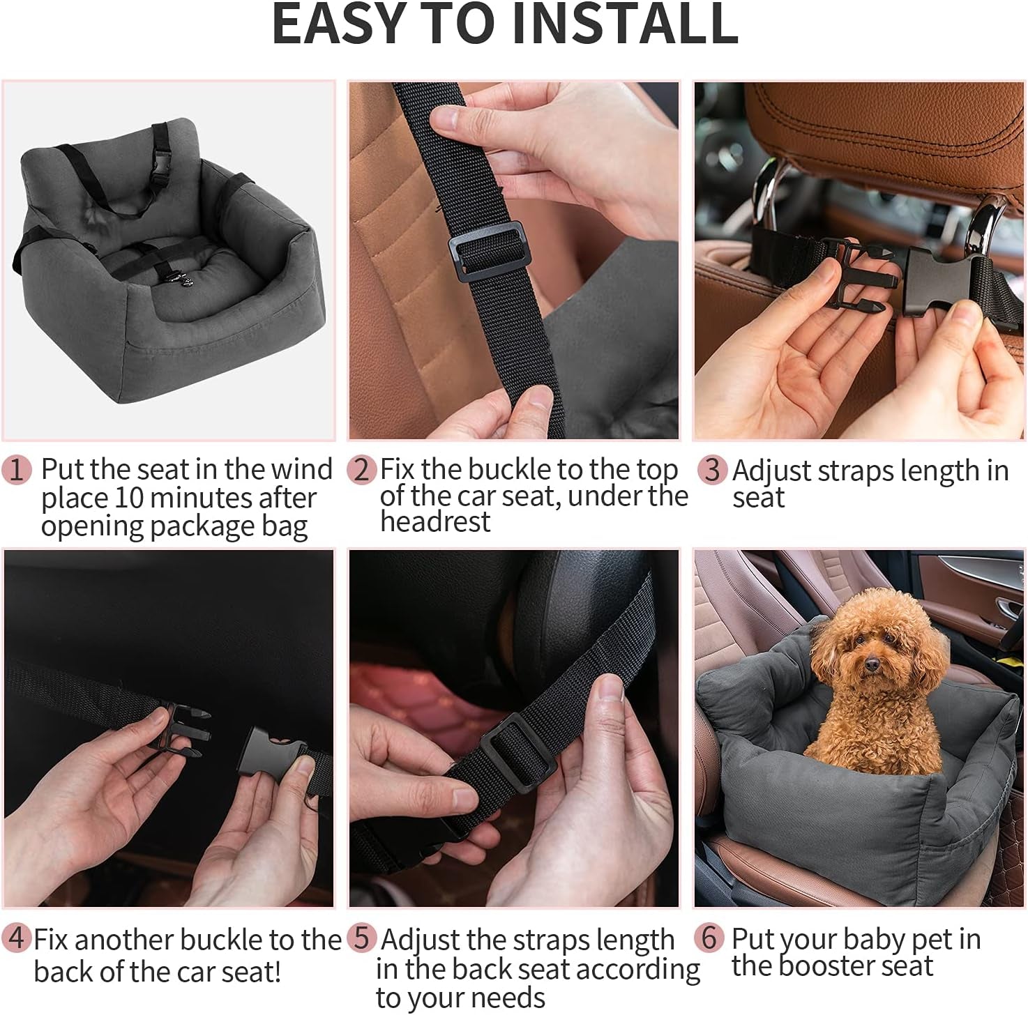 Ultimate Dog Car Seat: Premium Pet Booster Bed with Adjustable Safety Straps and Convenient Storage for Small Dogs & Cats