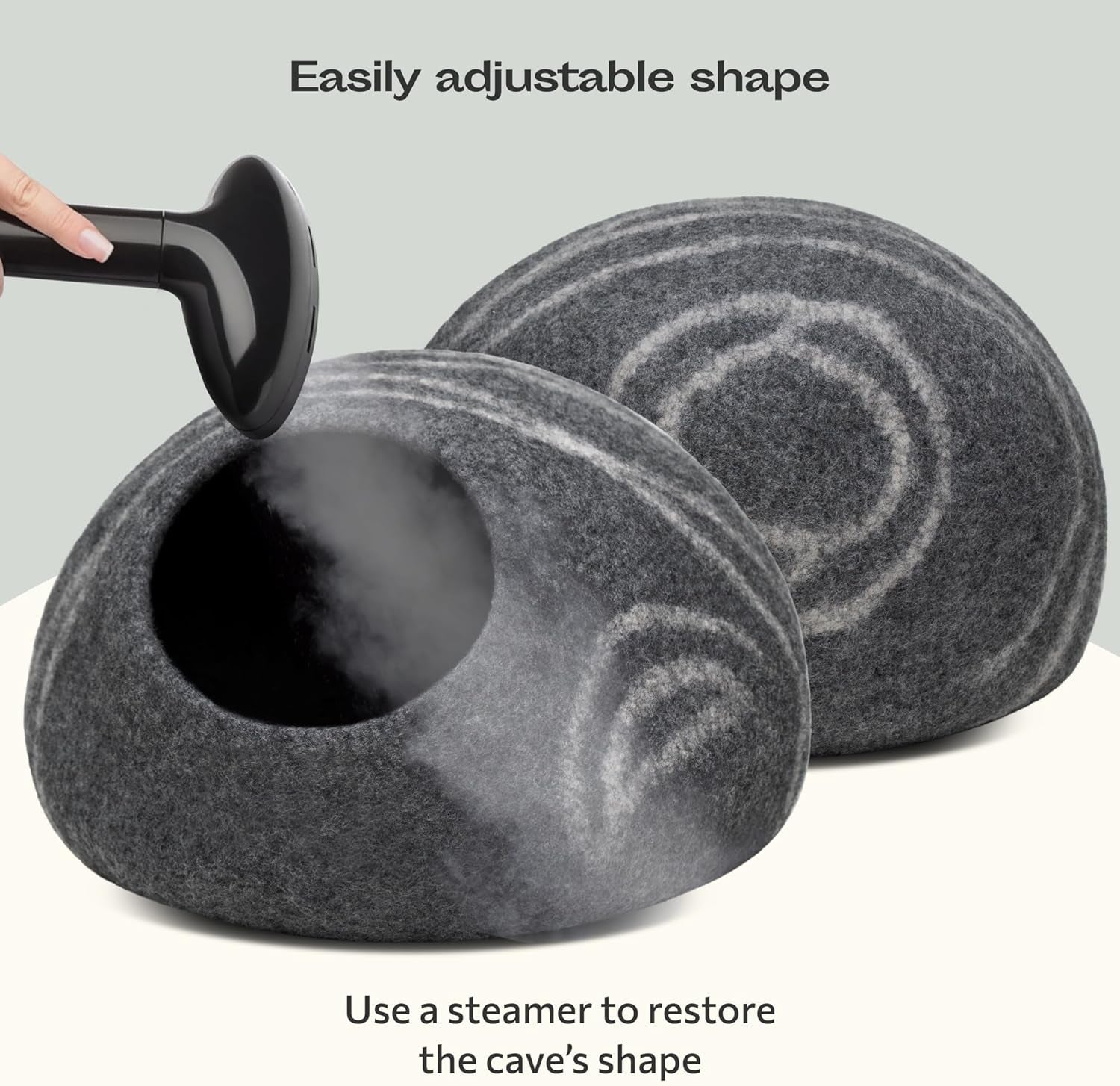 Cat Cave – Premium Felt Cat Bed for Indoor Cats, Handmade 100% Merino Wool (Medium, Dark Grey)