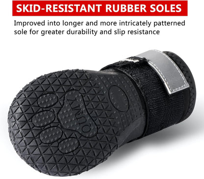 Dog Shoes for Large Dogs, Medium Dog Boots & Paw Protectors for Winter Snowy Day, Summer Hot Pavement, Water-Resistant in Rainy Weather, Outdoor Walking, Indoor Hardfloors Skid-Resistant Sole