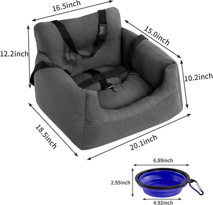 Ultimate Dog Car Seat: Premium Pet Booster Bed with Adjustable Safety Straps and Convenient Storage for Small Dogs & Cats