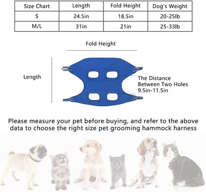 Pet Grooming Hammock Harness for Cats & Dogs, Pet Supplies Kit, Pet Stuff Helper with Nail Clippers/Trimmer, Nail File for Bathing, Pet Comb (Grey, Small Dog)