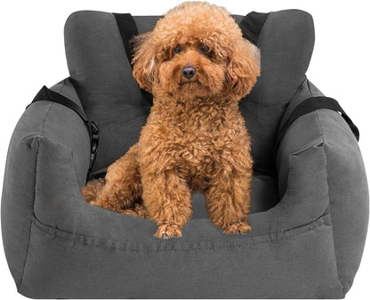 Ultimate Dog Car Seat: Premium Pet Booster Bed with Adjustable Safety Straps and Convenient Storage for Small Dogs & Cats