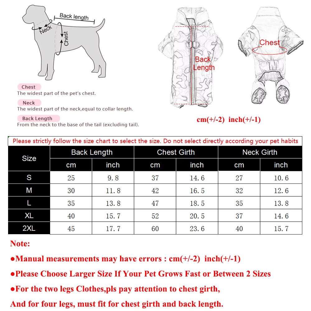 Warm Pet Clothes with D-Ring Reflective Dog Jumpsuit for Small Medium Dogs Camouflage Puppy Coat For...