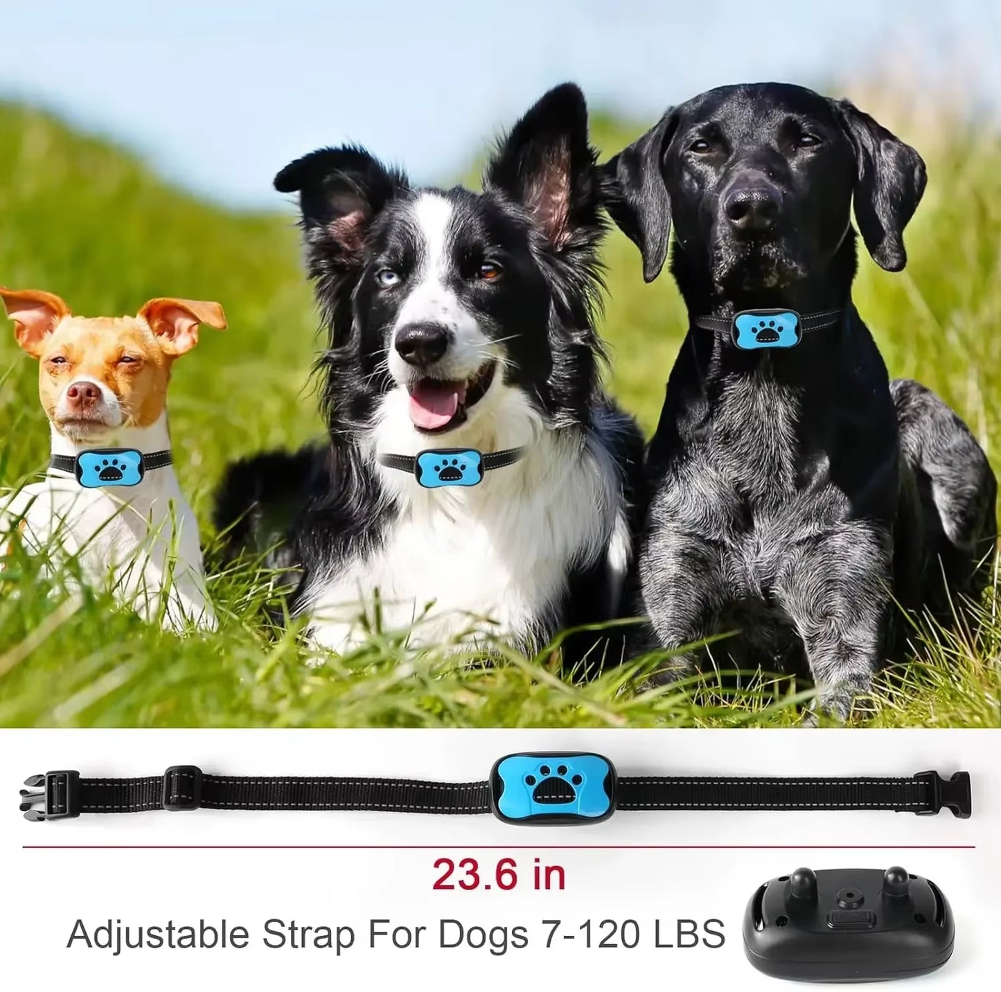 Pet Dog anti Barking Device USB Rechargeable Dogs Training Collar Ultrasonic Stop Barking Vibration ...