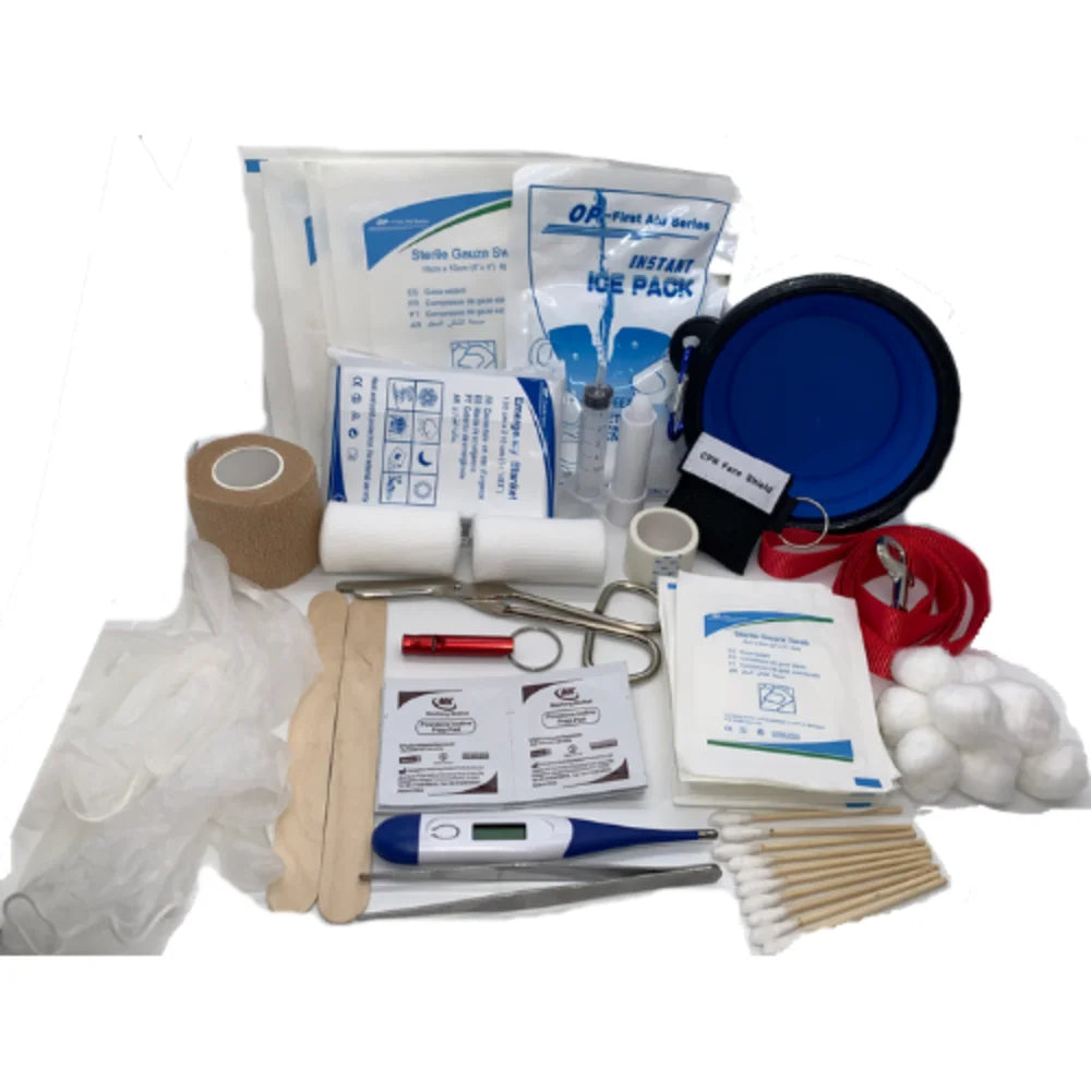 Essential Deluxe Pet First Aid Kit - 60 Pieces Veterinarian Approved for Ultimate Pet Safety