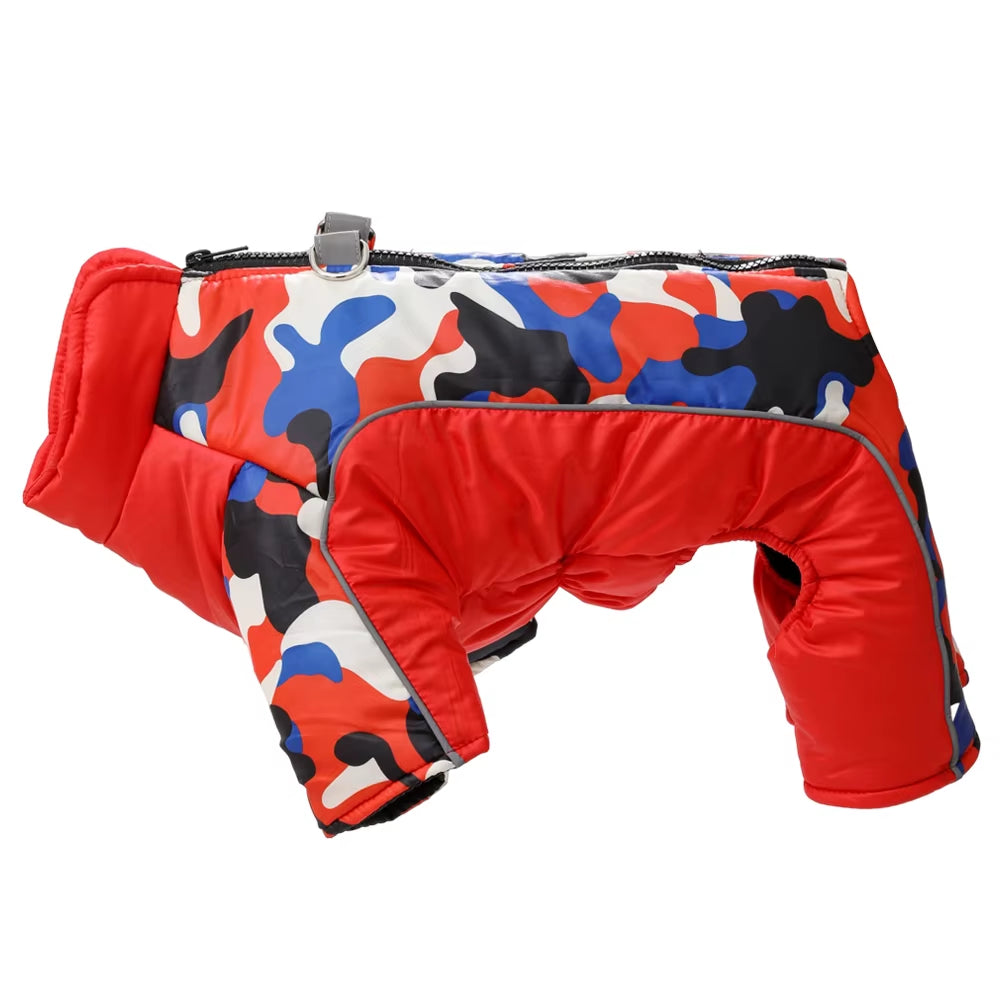 Warm Pet Clothes with D-Ring Reflective Dog Jumpsuit for Small Medium Dogs Camouflage Puppy Coat For...