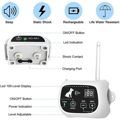 Revolutionary Pet Dog Wireless Electronic Fence – 500M Radius Containment System with Waterproof Training Collars for 1-3 Dogs