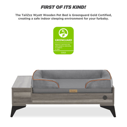 Elevate Your Pet's Comfort with the Wyatt Wooden Elevated Pet Bed & Mattress - Stylish, Functional, and Greenguard Gold Certified!