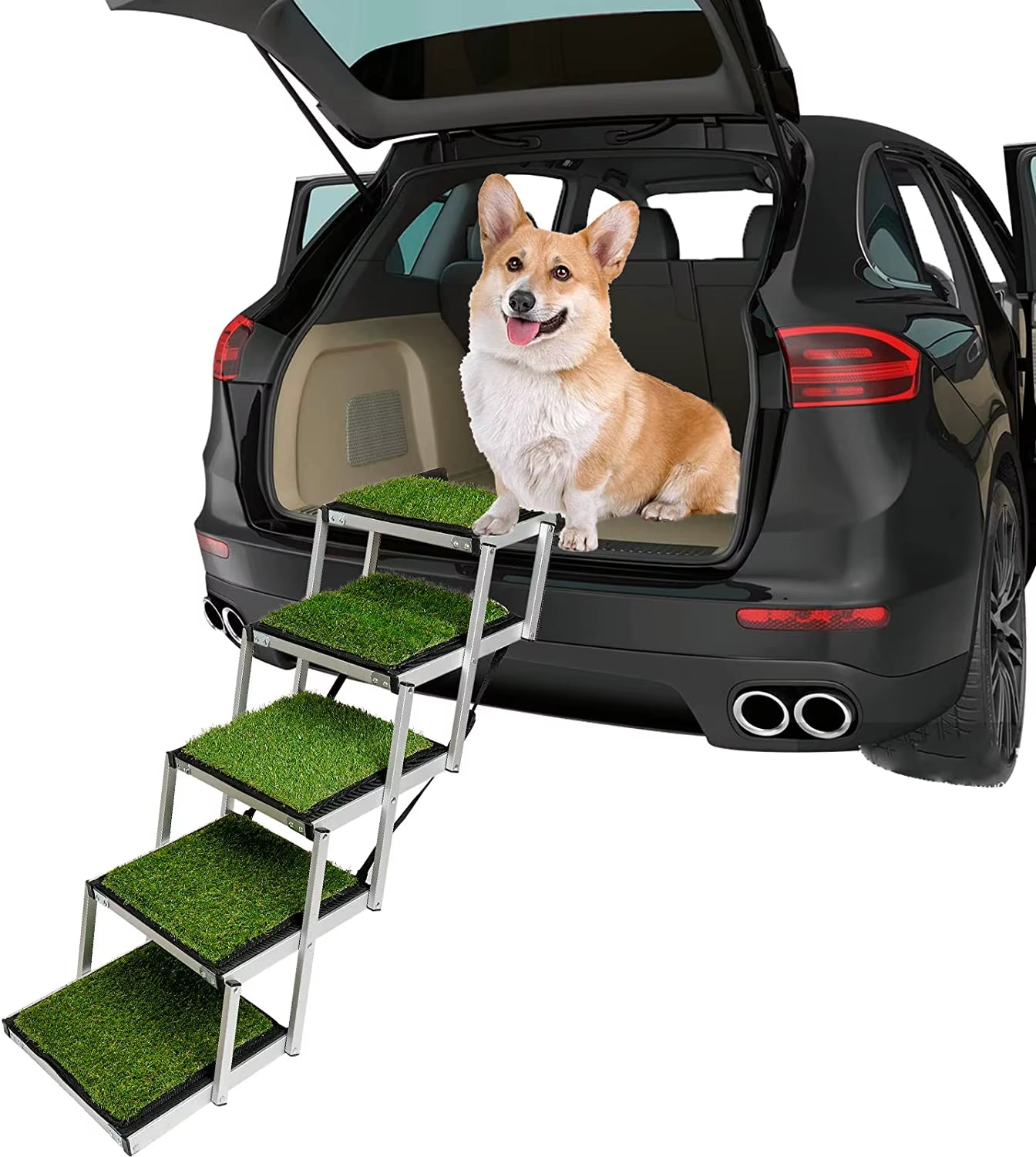 pet Upgraded High Load-Bearing Folding Stairs Dog Aluminium Nonslip Car Pet Ladder for Small Dogs