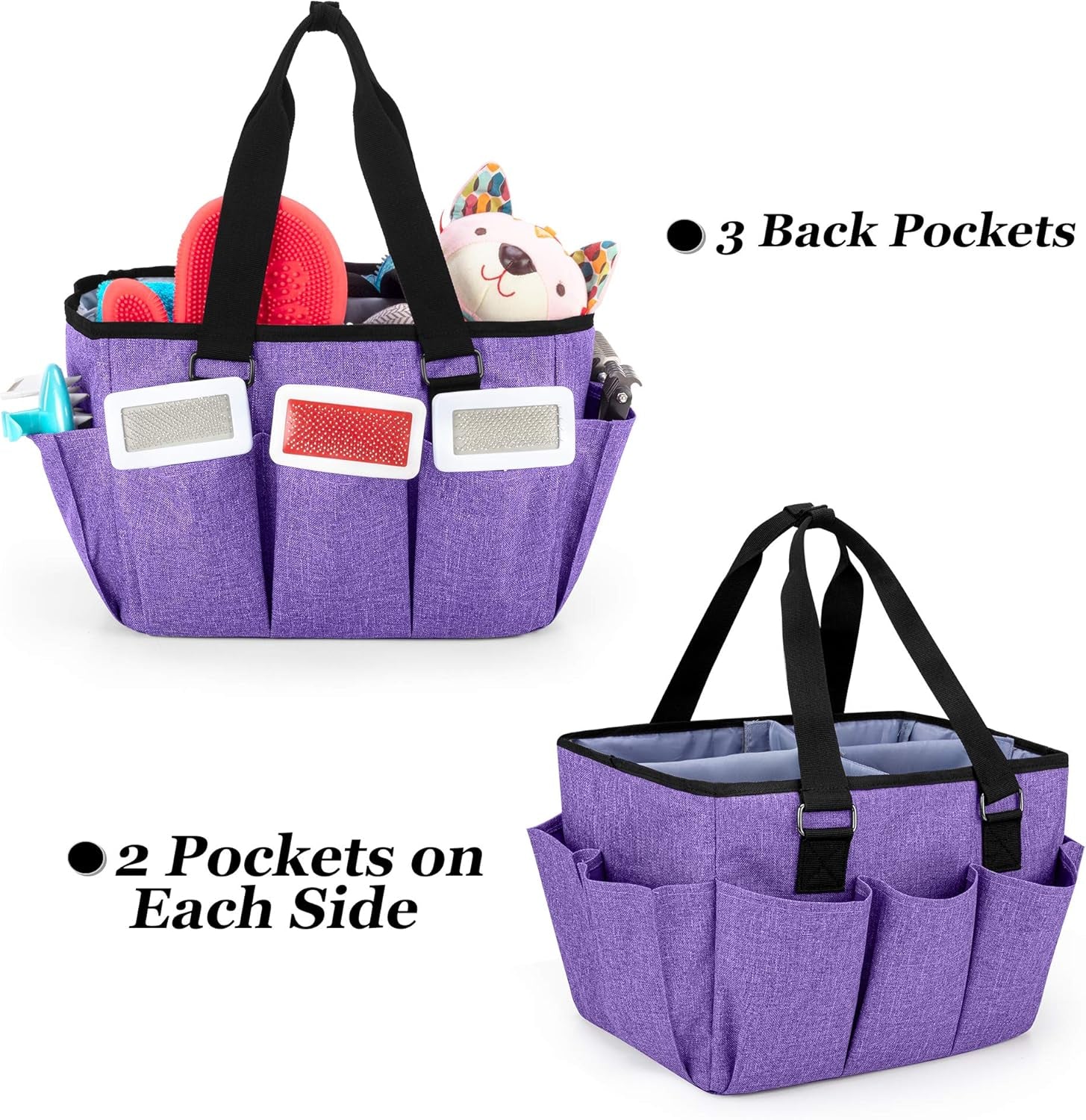 Dog Grooming Tote Bag, Cat Grooming Tools Organizer for Pets Grooming Kit and Supplies, Purple