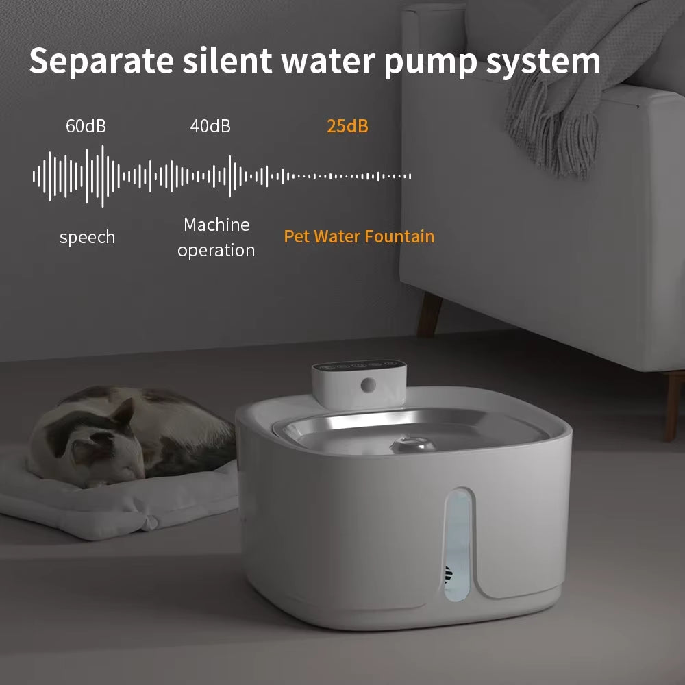 Stainless Steel Pet Smart Water Dispenser Wireless Cat Automatic Water Dispenser Filter Induction Cat and Dog Water Dispenser