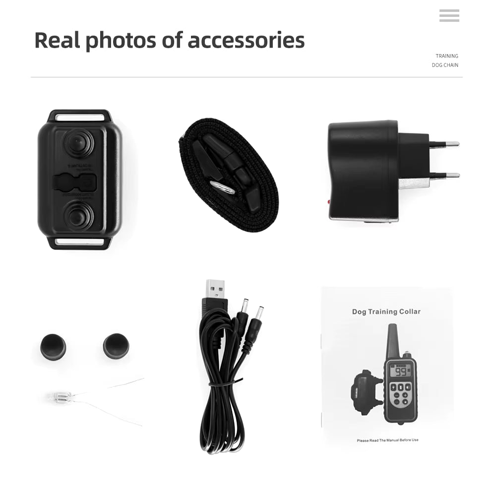 800M Dog Training Collar Remote Electronic Shock Training Collars Rechargeable Waterproof Stop Barki...