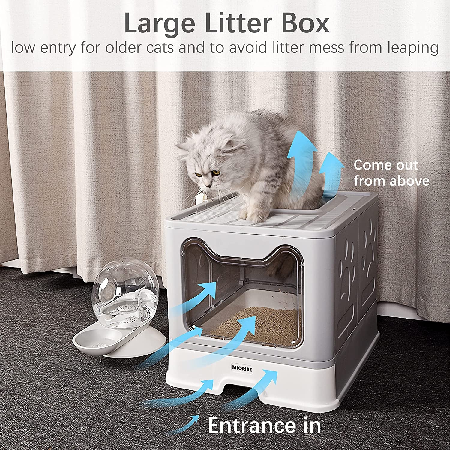 Discover the Ultimate Foldable Portable Extra Large Covered Cat Litter Box - Stylish Gray Design with Top Entry and Anti-Splash Features for Easy Cleaning!