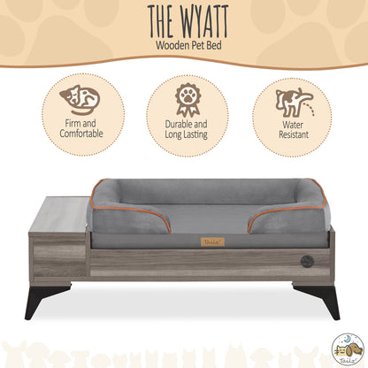 Elevate Your Pet's Comfort with the Wyatt Wooden Elevated Pet Bed & Mattress - Stylish, Functional, and Greenguard Gold Certified!